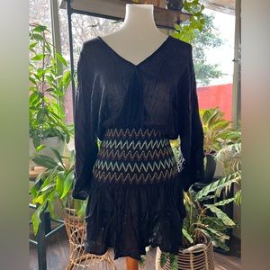 Soluna Women's $78 Embroidered Swim Cover Up Dress Black Size M